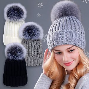 Warme Gebreide Muts met Pompon | GLACIA